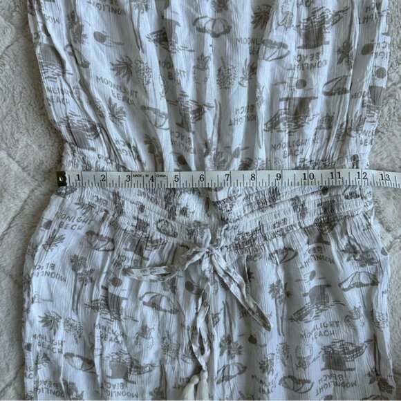 Aerie | Cream and Tan Palm Print Sleeveless Jumpsuit | Size Small - Picture 13 of 15